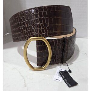 NWT Banana Republic Ravello Embossed Italian Leather Belt XS Luxury Gold Buckle